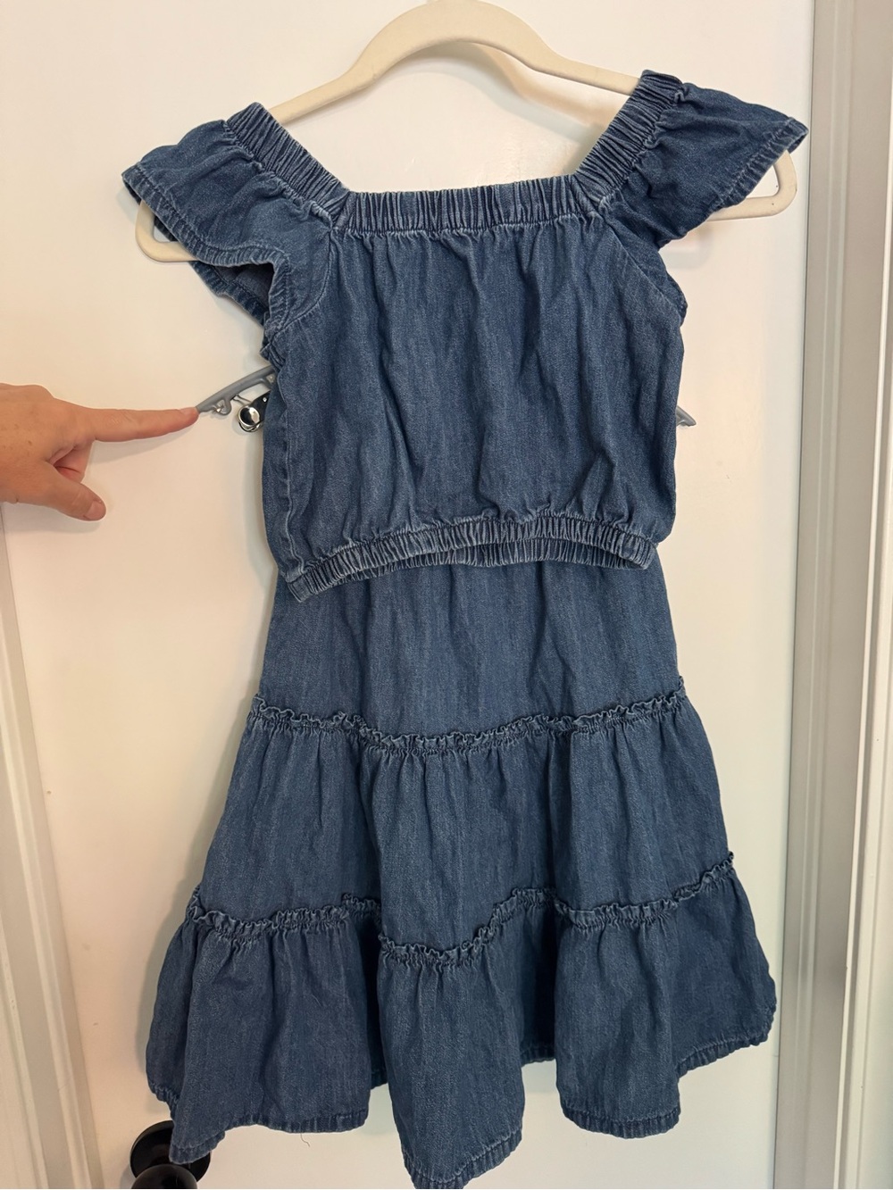 GAP Girls Denim Blue Tiered Off-Shoulder Dress